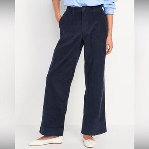NWT - High-Waisted Navy Corduroy Wide Leg Pants - OLD NAVY - Size 12 TALL